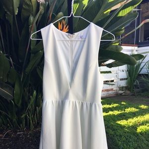Lucca White Deep V Dress